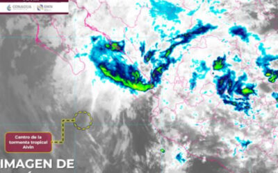 Sigue debiendo Alvin hasta ser una baja presión, dejando en el sur de Sinaloa lluvias ente 25 y 50 mm.