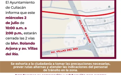 La SSyTM informa cierre temporal por trabajos dentro de la obra en bulevar Rolando Arjona.