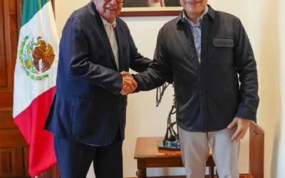 Gobernador Rocha y Mario Delgado titular de la SEP se reúnen para revisar obras de infraestructura educativa en proceso y para 2026.