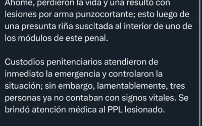 Mueren tres internos en penal de Goros en módulo .