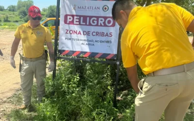 Colocan avisos preventivos en zona de riesgo del río Presidio en Villa Unión