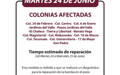 ¡Tome sus precauciones! Jumapag anuncia suspensión del servicio de agua potable en varias colonias de Guasave.