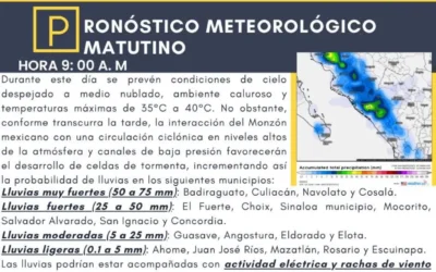 Mucho calor domingo y lluvias el distintas intensidades por la tarde.