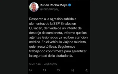 En la camioneta que intentaron despojar a escoltas, viajaba su nieta, postea el gobernador en su cuenta de X