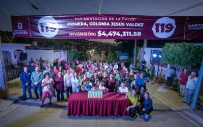 Del olvido al bienestar: las familias de la Col. Jesús Valdez se benefician con la calle pavimentada número 119, tras 40 años de espera