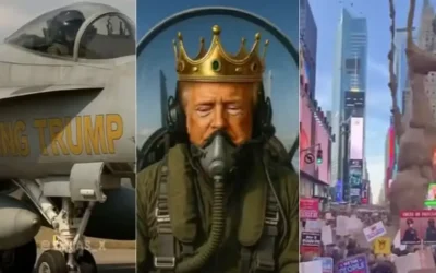 Trump causa polémica con un video falso en el que vuela un avión sobre manifestantes