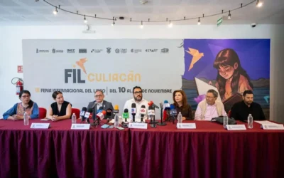 Juan de Dios Gámez presenta cartelera de la Feria Internacional del Libro Culiacán 2025.