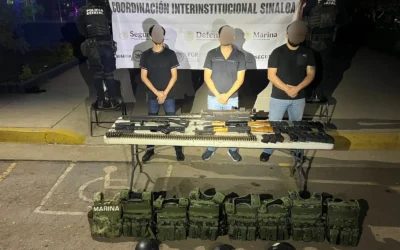Grupo Interinstitucional asegura armamento, vehículos y detiene a tres civiles en Culiacán