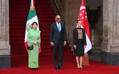 Sheinbaum recibe al presidente de Singapur en Palacio Nacional