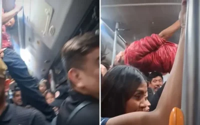 Así viajó joven en el Metro de Monterrey al no encontrar espacio en vagón: video se viraliza