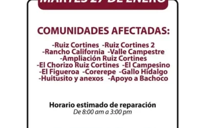 Jumapag suspenderá el servicio de agua potable este martes en 12 comunidades de Guasave