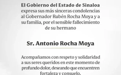 Fallece Antonio Rocha Moya hermano del gobernador del Estado Rubén Rocha.