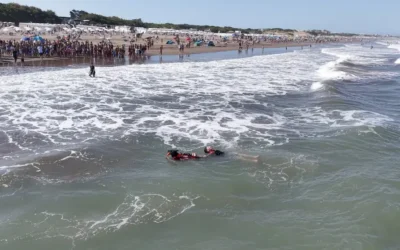 Rescate acuático canino: una demostración que destacó el rol de los perros en la seguridad costera