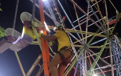 Falla mecánica en rueda de la fortuna del Parque 87 detona protocolos de rescate para 15 usuarios rescatados con éxito