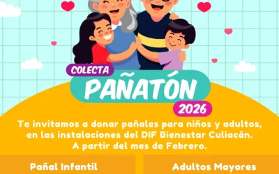 DIF Culiacán pone en marcha la colecta Pañatón 2026 en beneficio de niñas, niños y adultos mayores.