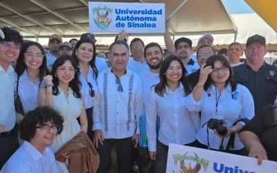 La UAS participa en el encuentro ciudadano con la Presidenta de la República Claudia Sheinbaum Pardo, como parte del inicio de obras del Hospital de Especialidades del IMSS en Culiacán.