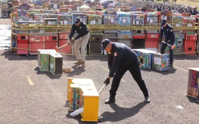 Destruyen 803 máquinas tragamonedas que eran operadas por grupos criminales en Michoacán
