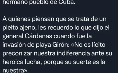 Sale en su cuenta de X AMLO en pronunciamiento con relación a Cuba.