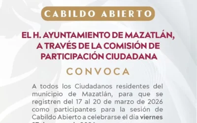 Inicia recepción de propuestas para participar en sesión de Cabildo Abierto.