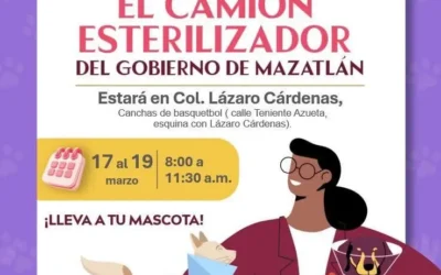 Camión esterilizador llegará a la colonia Lázaro Cárdenas para promover el bienestar animal.